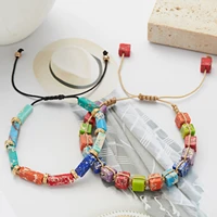 1pcs multicolor natural chakra stone bracelet for women men black rope handmade braided bracelet jewelry creative couples gifts