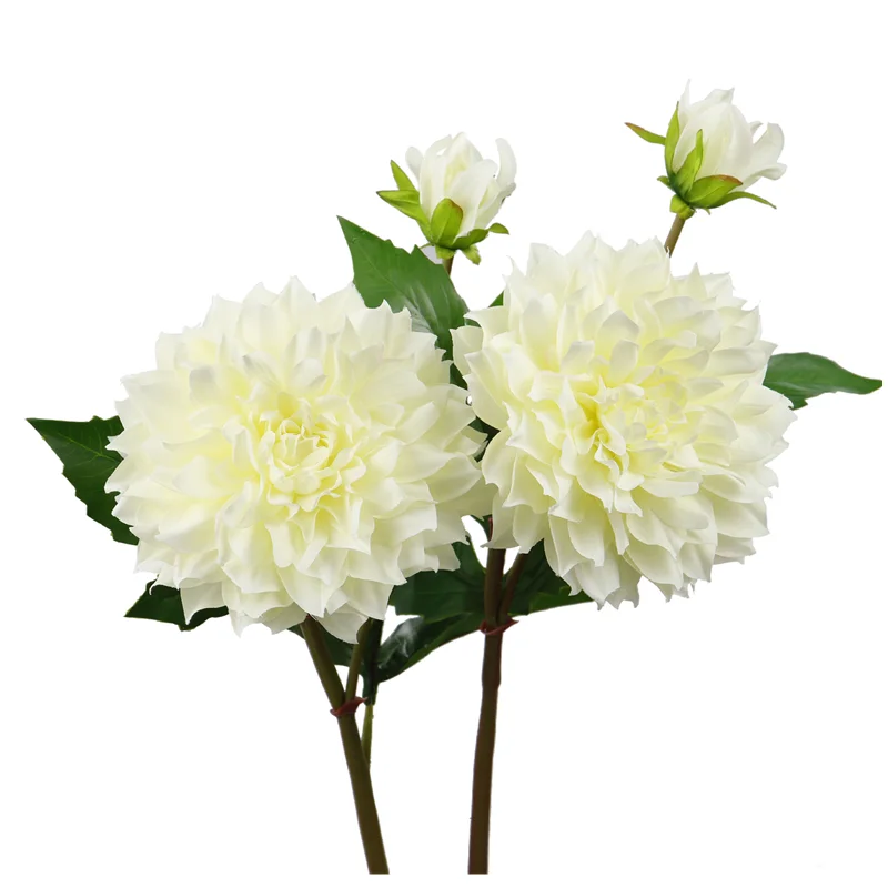 White 2PCS Rinlong искусственные георгины цветы оранжевый шелк луковицы георгина с бутоном для рукоделия цветочные композиции Свадебные букеты - Цвет: White 2PCS