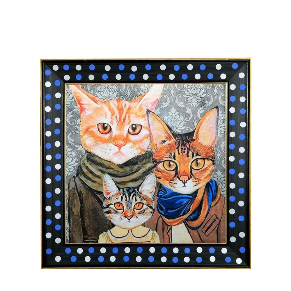 

Canvas Printed Glass Framed Cat Family 51 * 51 cm