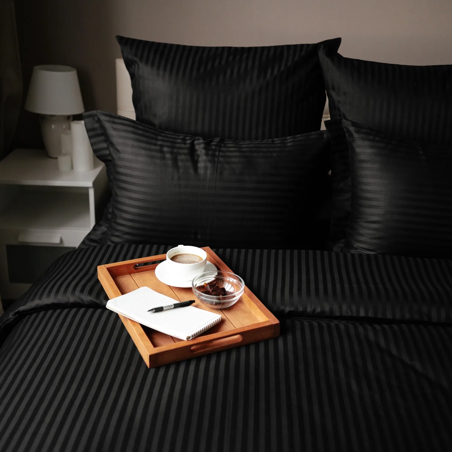 Комплект постельного белья Сатин Страйп 100% Хлопок Евро Семейный 1.5-спальный 4