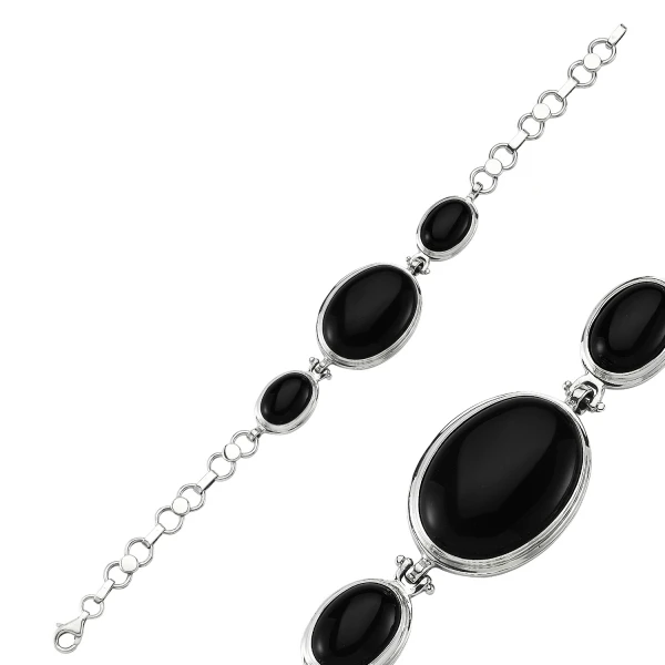 

Silver 925 Sterling Onyx Stone Handwork Bracelet