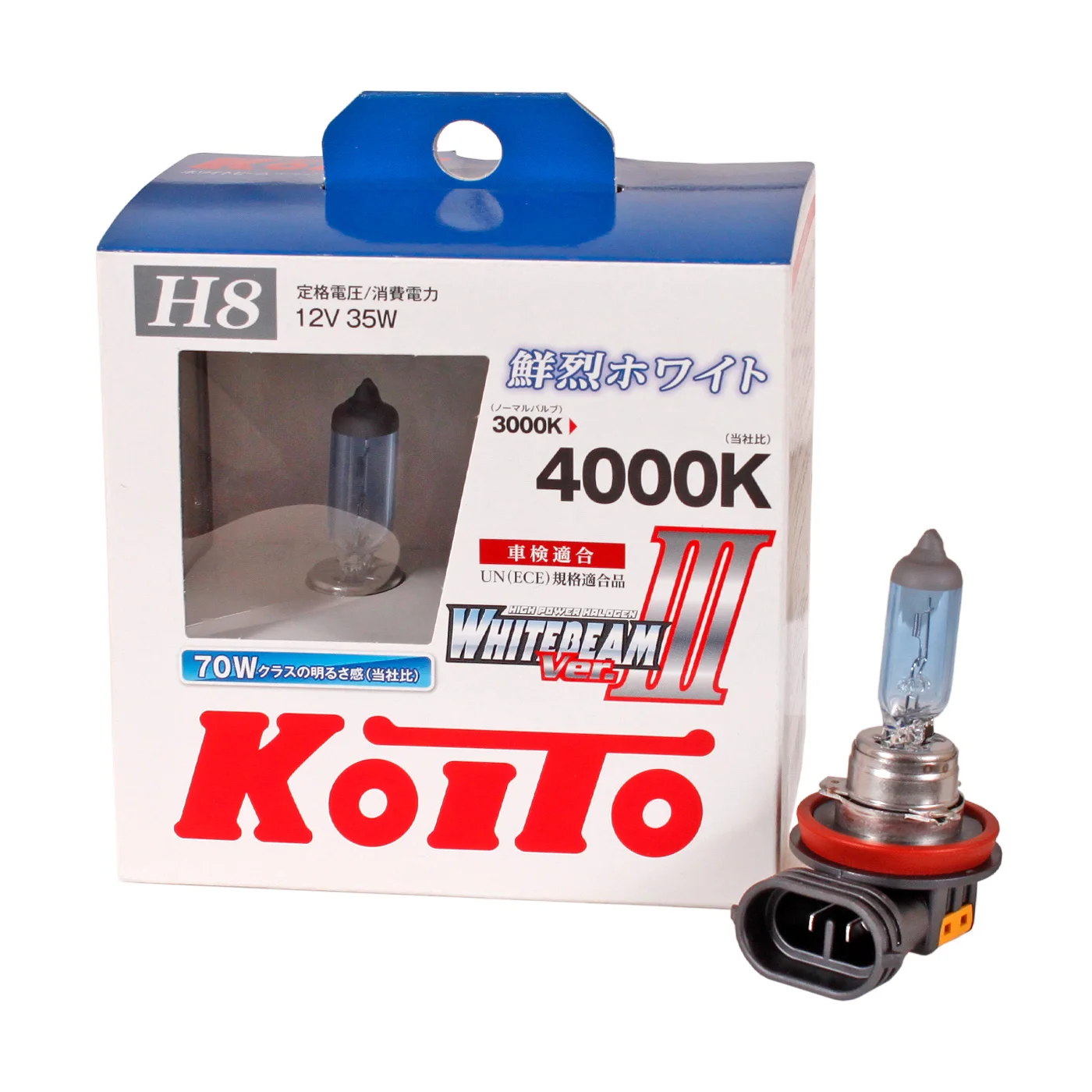 Лампа галогенная Koito Whitebeam H8 12V 35W (70W) 4500K, 2 шт. (блистер)