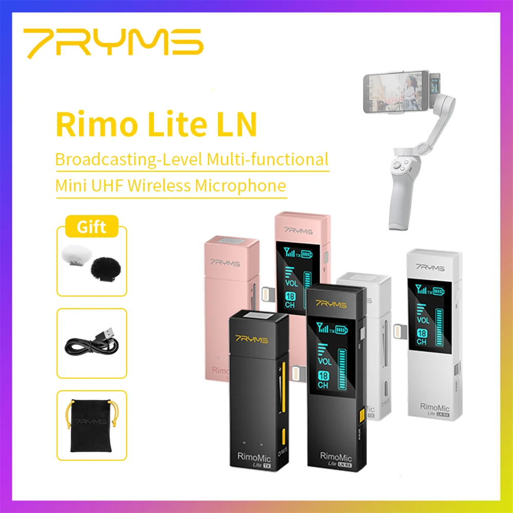 

7RYMS RimoMic Lite LN Mini Wireless Microphone for iPhone Lightning Input,Video Mic for Recording Interview Streaming