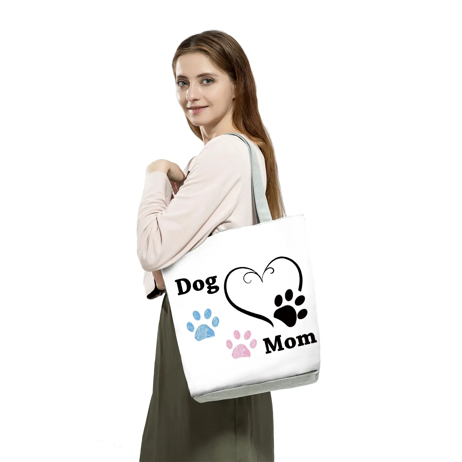 Dogs Paws Eco High Capacity Shopping Bags Women Funny Kawaii Female Tote Shoulder Bag Casual Love Dogs Handbags 2022 New Fashion