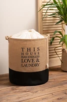 jute wicker laundry basket with waterproof base dirty sturdy stitched accessory bathroom kids room traditional fabric