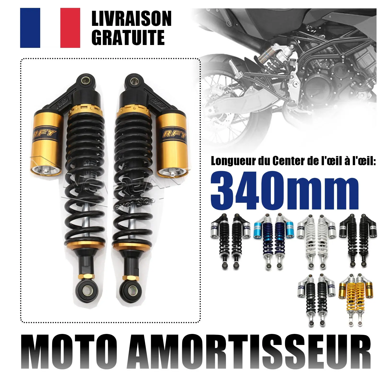 340Mm Moto Ammortizzatore Protezione Dell'Aria Caduta Motore Dirtbike Scooter Quad Atv Gokart Sospensione Ammortizzatori Molla