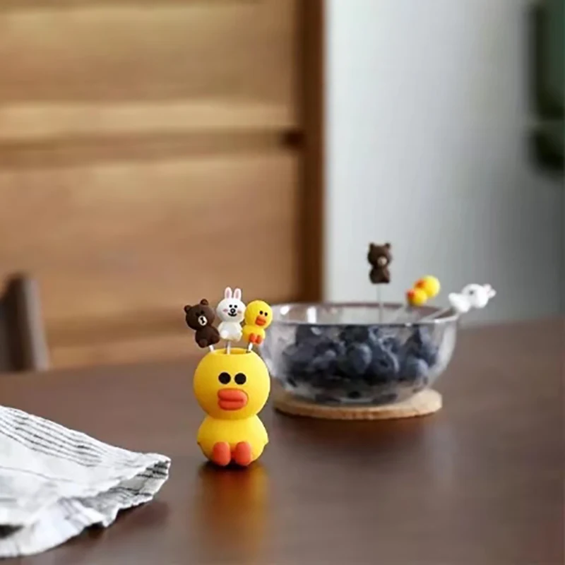 Женская Милая Мини-вилка в виде мультяшных животных утка вилка из нержавеющей