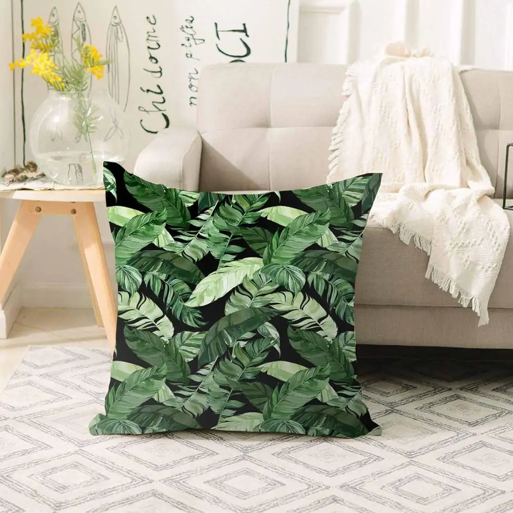 Чехол для дивана с 3d принтом в виде листьев тропических джунглей 70 Х70