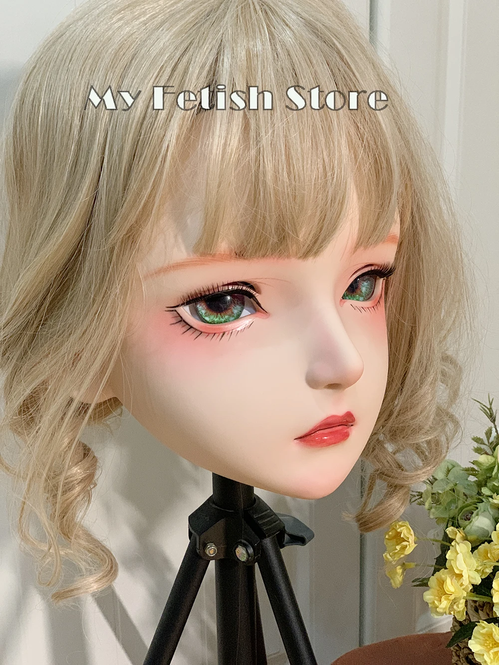 (Heiyao)High Quality Handmade Female/Girl Resin Half Head Human Style Cosplay Japanese Animego BJD Kigurumi Doll Mask |
