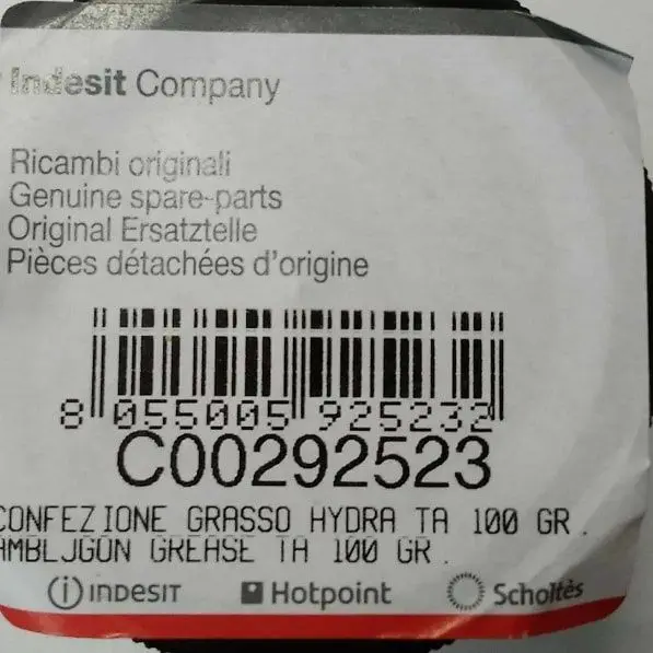 Indesit C00292523 Смазка Hydra-2 Anderol водостойкая 100 грамм для сальников стиральных машин |