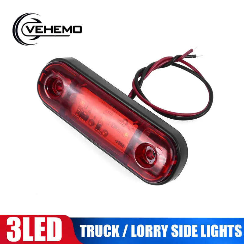 

Vehemo 2020 Предупреждение светильник грузовика пикапа, можно использовать при автомобиля 3LED красный Водонепроницаемый лампы Camper прицеп маркер...