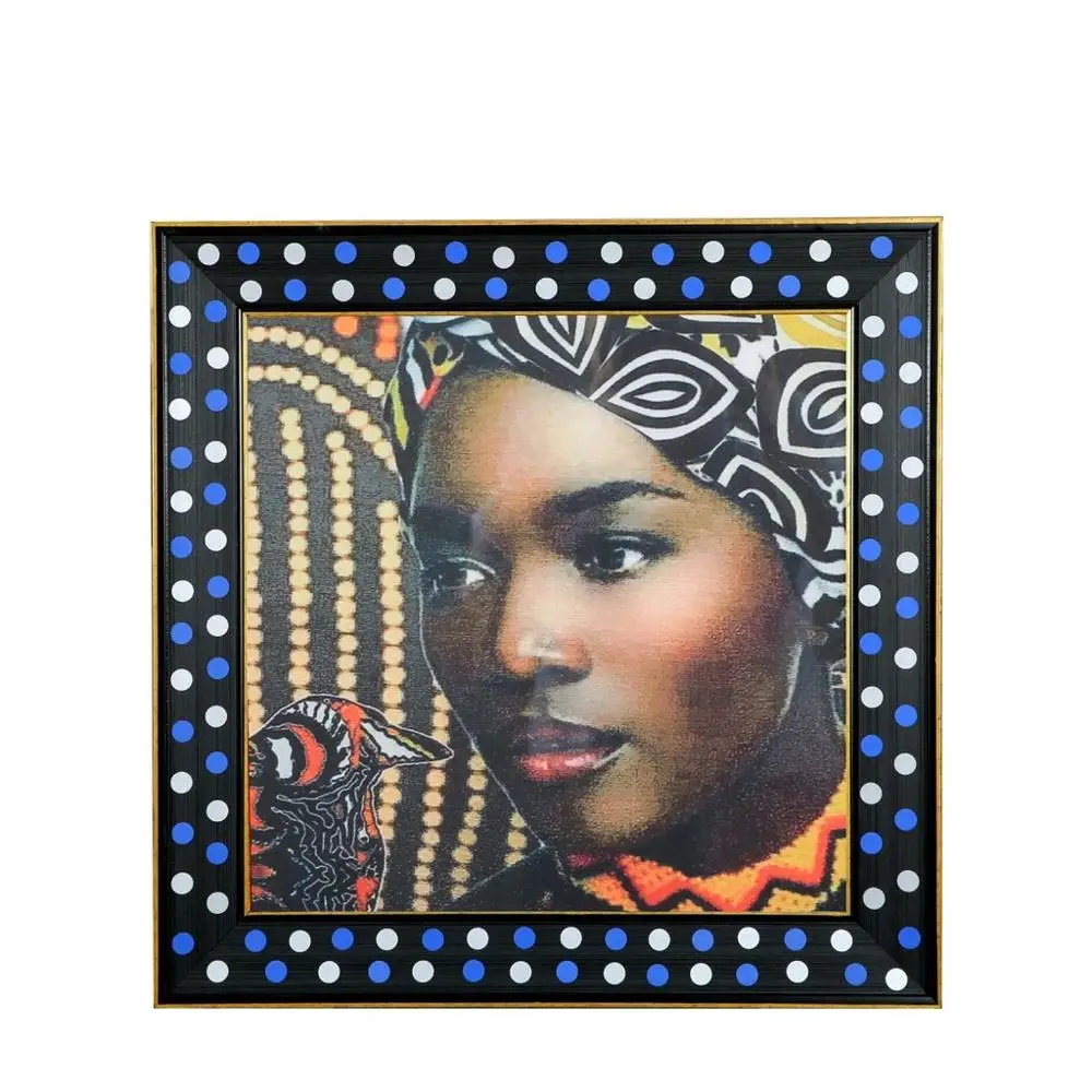 

Canvas Print African Girl With Glass Framed 51 * 51 cm