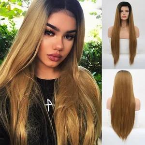 RONGDUOYI Heat Resistant Daily Wear Hair Blonde Wigs Synthetic Lace Front Wig Long Silky Straight Hair Natural Wigs for Women RONGDUOYI Heat Resistant Daily Wear Hair Blonde Wigs Synthetic Lace Front Wig Long Silky Straight Hair Natural Wigs for Women