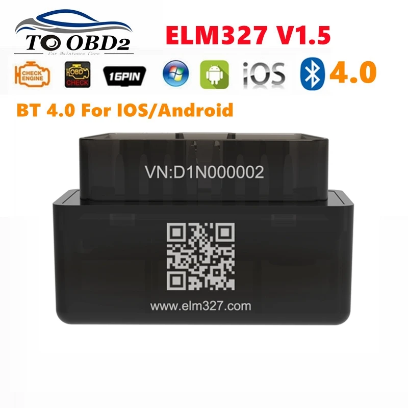 

Hardware V1.5 CAN Chip ELM327 Bluetooth 4.0 1.5 Works IOS Android Windows OBD2 Diagnosis Scan Tool ELM 327 Support 9 Protocols