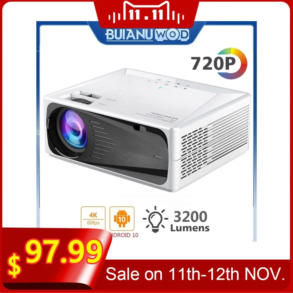 Проектор для домашнего кинотеатра BUIANUWOD проектор с поддержкой HDMI 1080P Full HD Wi Fi Android