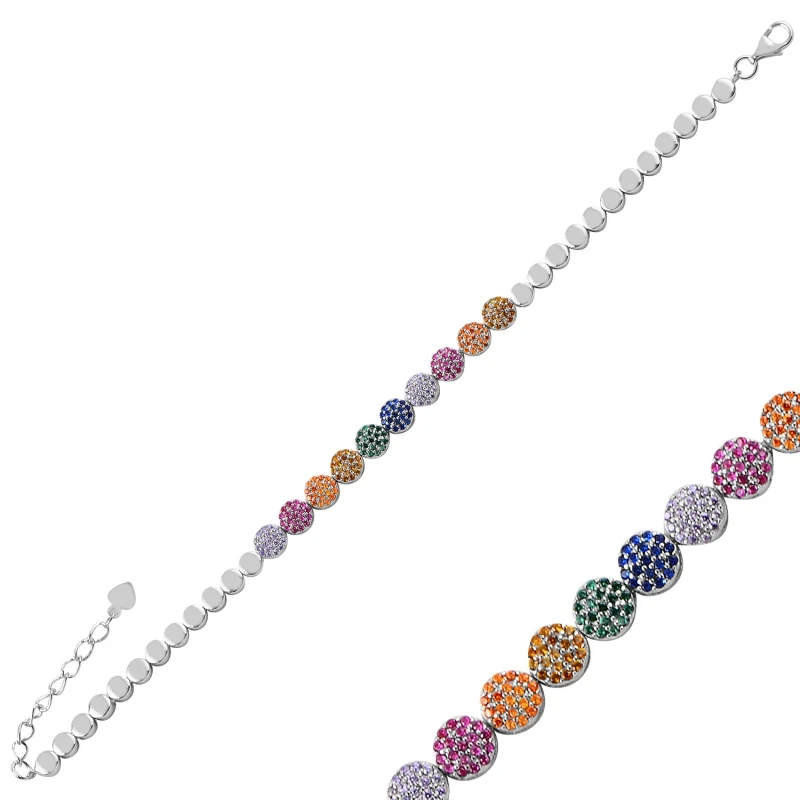 

Silver 925 Sterling Mixed Color Zircon Stone Bracelet