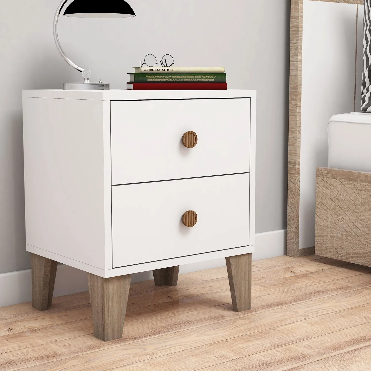 

Bimossa Aztek 2 drawers nightstand white Modern bedroom