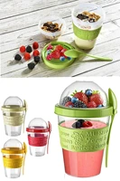 snack yogurt container with spoon practical sealed storage box grain oats fruit breakfast food healthy cup