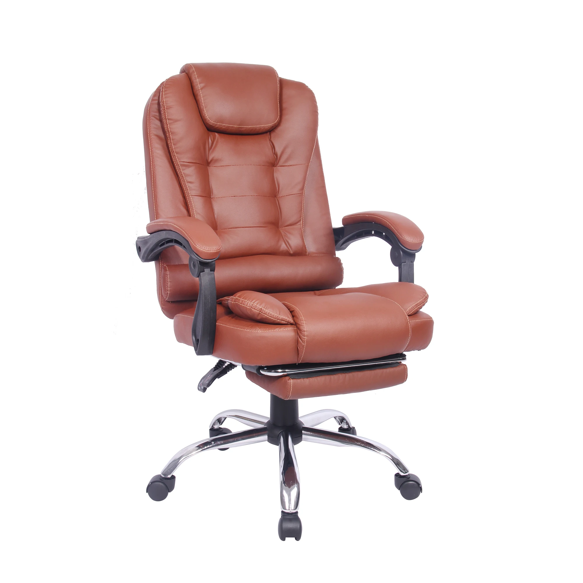 Executive Pu Leather Swivel Work Chair W/lumbar Support&foot