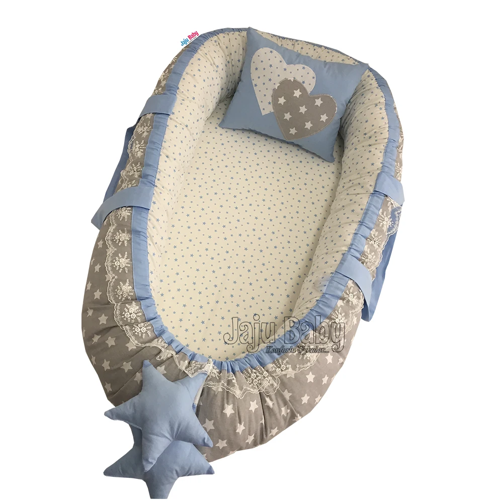 

Jaju Baby Blue Star Babynest Orthopedic Luxury Baby Nest 100x60 Mother's side