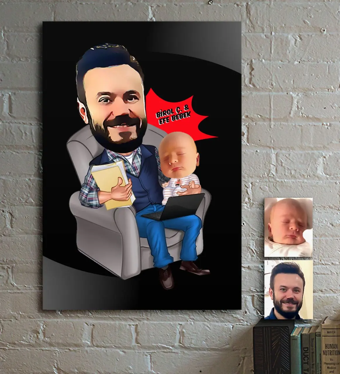 

Father's Day Custom Father Son Cartoon Wooden Table-1