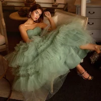 temperament pure evening dresses ball gown strapless sweetheart lace up floor length layered puffy tulle wedding party dress