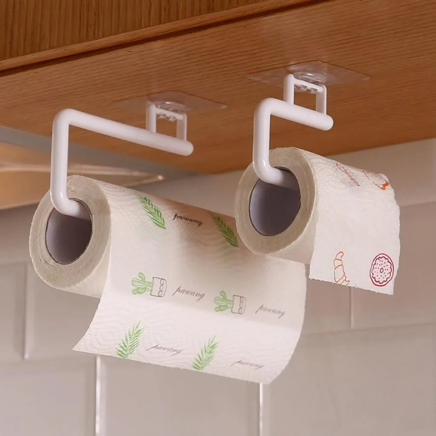 

Kitchen Paper Roll Holder Towel Hanger Rack Toilet Paper Holders Bathroom Organizer Shelf Bar Cabinet Rag Hanging Holder