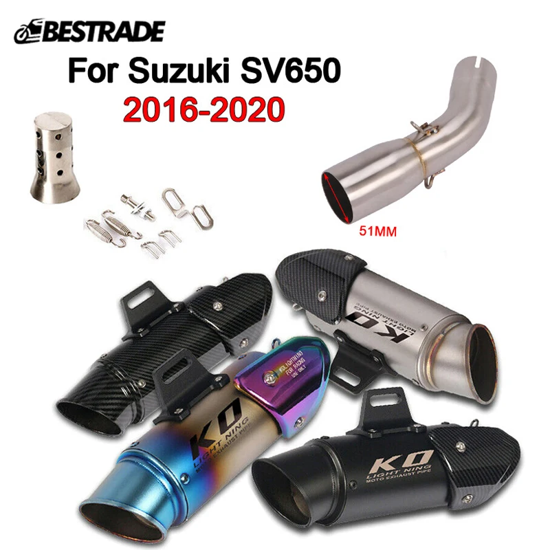 Motorcycle Exhaust System For Suzuki SV650 2016-2020 Exhaust Mid Link Connect Pipe Slip On 51mm MufflersWith DB Killer Stainless