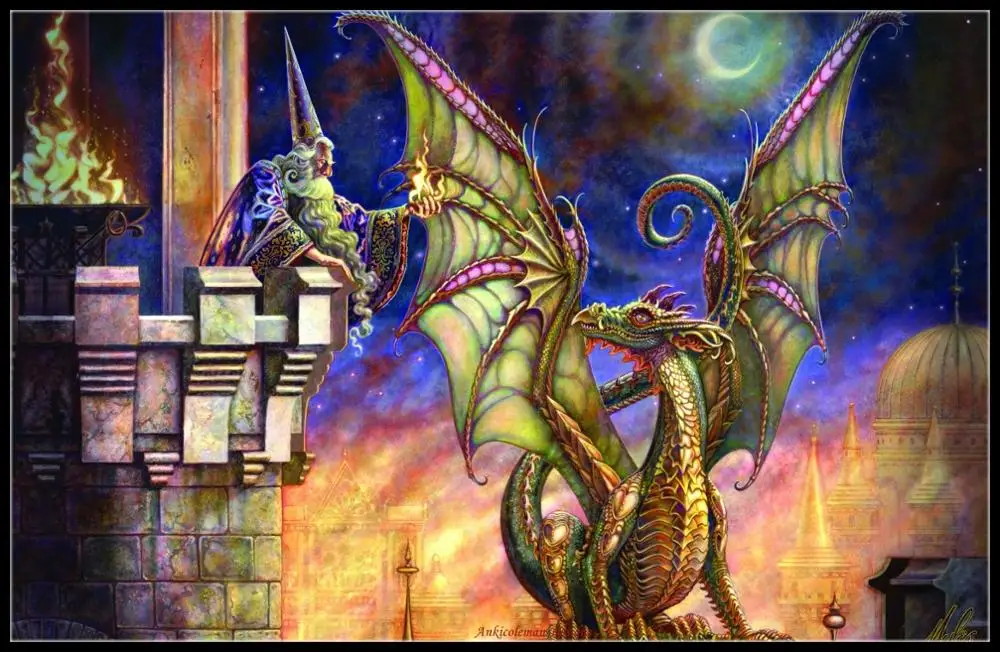 Набор для вышивки крестом Dragons Fire набор рукоделия с 1 счетом 14 ct DMC Color|Упаковка| |