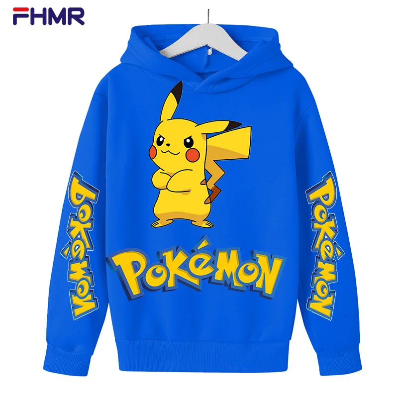 Boys and girls Pikachu Hoodie 2D printed cartoon Sweatshirt children's loose comfortable fashion top boys and girls super cool P