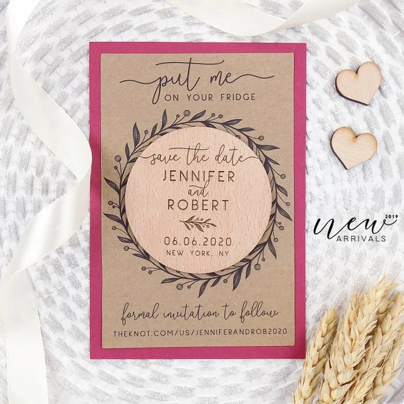 Деревянные сувениры на заказ деревенские магниты для сохранения даты свадебное