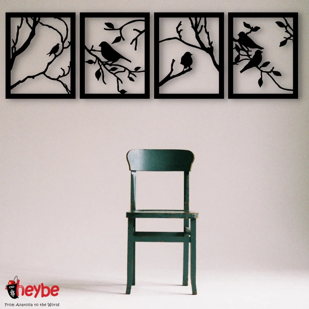 Деревянная рама с веткой птицы Набор Настенное художественное оформление Идеи