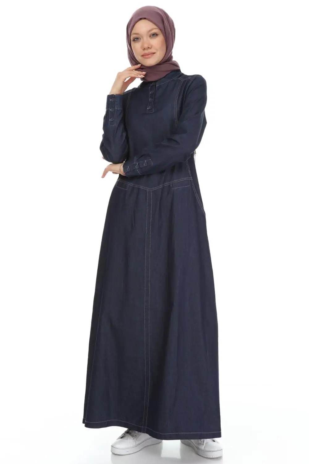 

Islamic Clothing Women Sport Stile Long Dress with Pockets by Denim Fabric from Turkey Abaya Turkish Jeans Wear for Summer