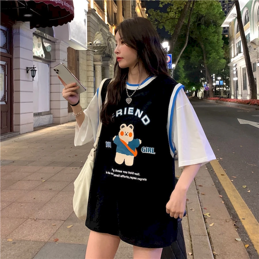 

Women Short Sleeve T-shirts Students Korean Version Loose Basketball Print Tee Ins Fashion 2021 Summer MTW600046