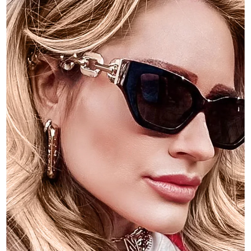 

NatuweCo Fashion Women Sunglasses Small Frame Double Color Golden PC Metal Mixed Sun Glasses For Girls Eyewear Gafas De Sol