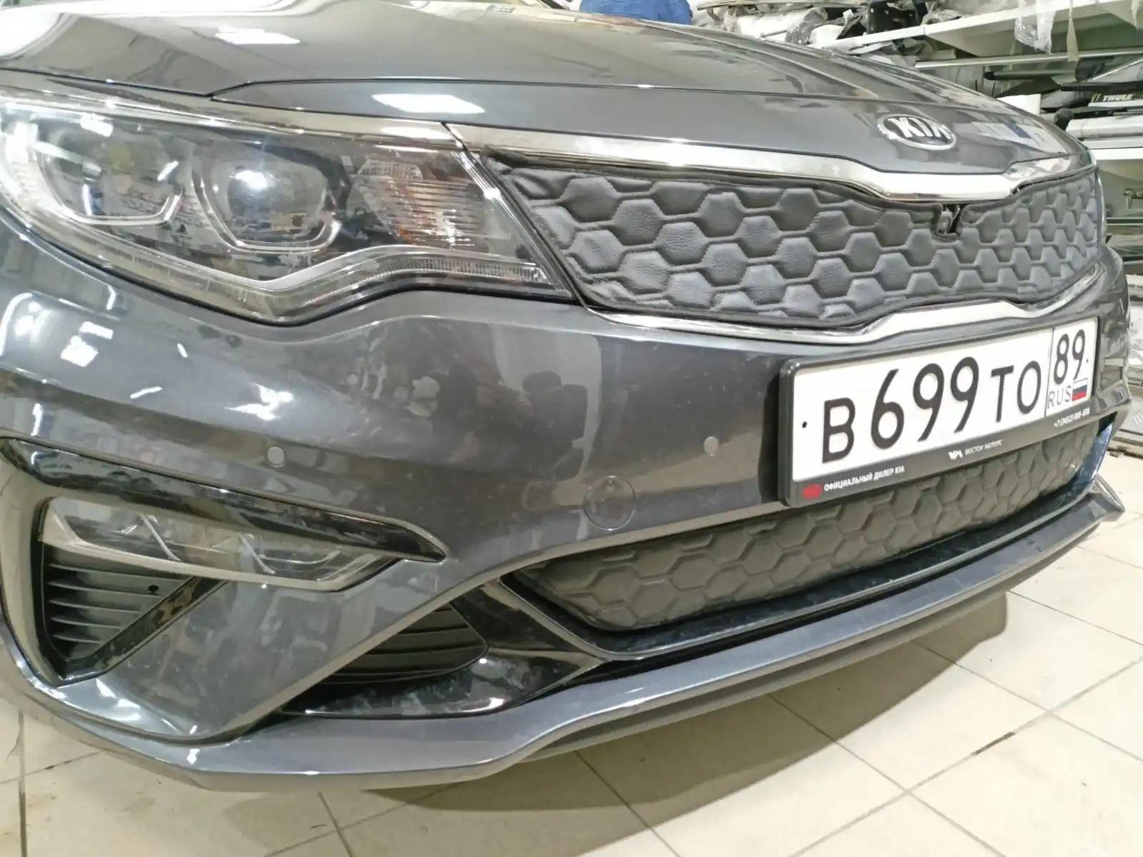 Зимний утеплитель решетки радиатора трёхслойный морозостойкий прочный для Kia