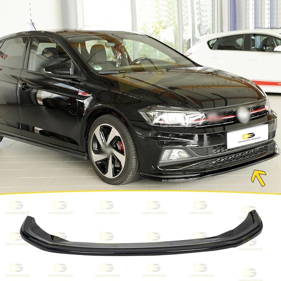 V.W Polo MK6 GTI 2017 - 2021 Front Splitter Lip Spoiler Front Wing Piano Gloss Black Surface High Quality Plastic Polo Kit