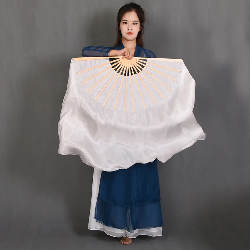 Однотонный белый танцевальный веер двусторонняя модель Китай Fengliang Zhu