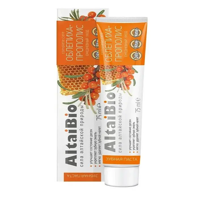 Зубная паста &quotОблепиха - прополис&quot для ежедневного ухода за зубами и деснами.