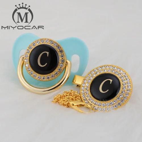 LC-7 0-6M MIYOCAR золото серебро имя инициалы буквы C прекрасный bling соска и соска клип набор BPA бесплатно пустышка bling уникальный дизайн LC - Цвет: LC-7 0-6M