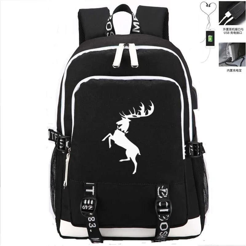 Высококачественный модный рюкзак с USB-зарядкой Игра Престолов Сумка портфель