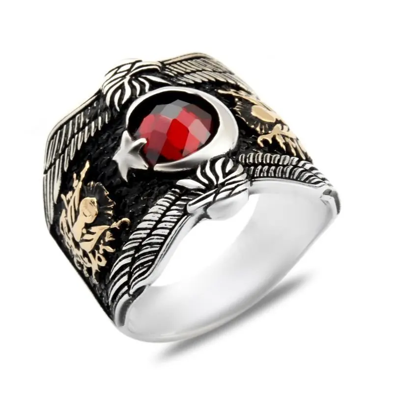 Мужское серебряное кольцо с Луной и звездами