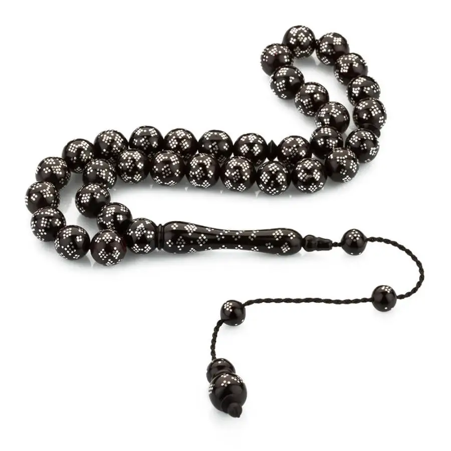 

Silver Inlaid Chic Kuka Wood Rosary (Tasbih) Fashion Turkish Premium Quality Handmade Jawelery