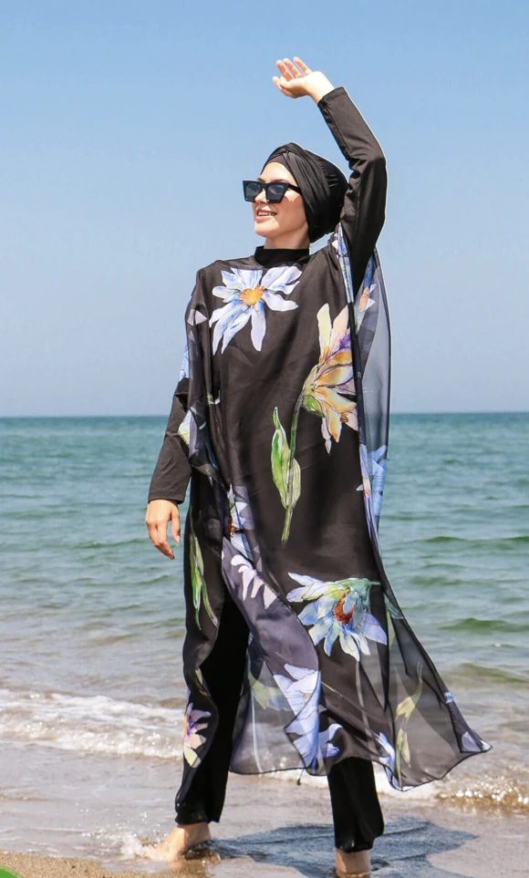 Swimsuit Women Set, Hijab Burki,Islamic Swimwear, Muslim Swimwear, Burkini,5 pieces set; trousers, tunic, scarf, bustiyer, pareo