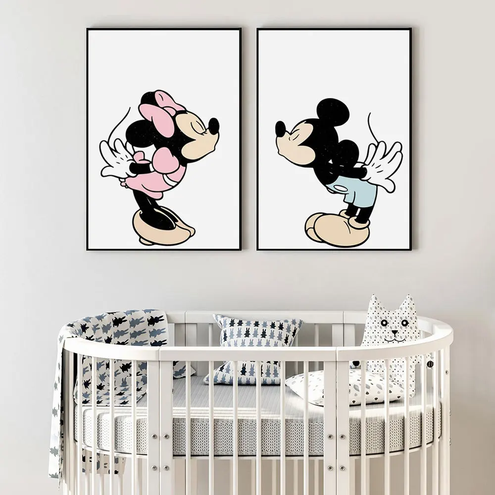 Disney Mickey  Minnie Mouse Cartoons Posters and Prints Canvas Painting On the Wall Amine Disney Pictures for Room Home Decor