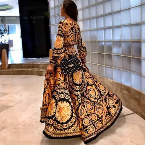 Платье женское пляжное с V-образным вырезом и цветочным принтом элегантное