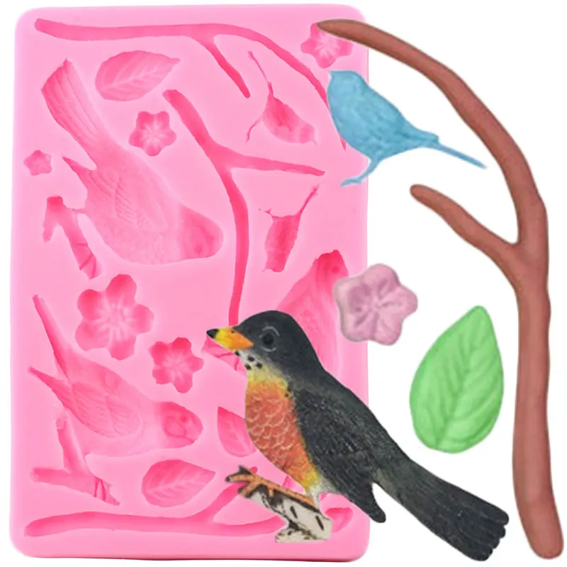 Силиконовая форма в виде птицы ветки цветов для печенья выпечки помадки формы