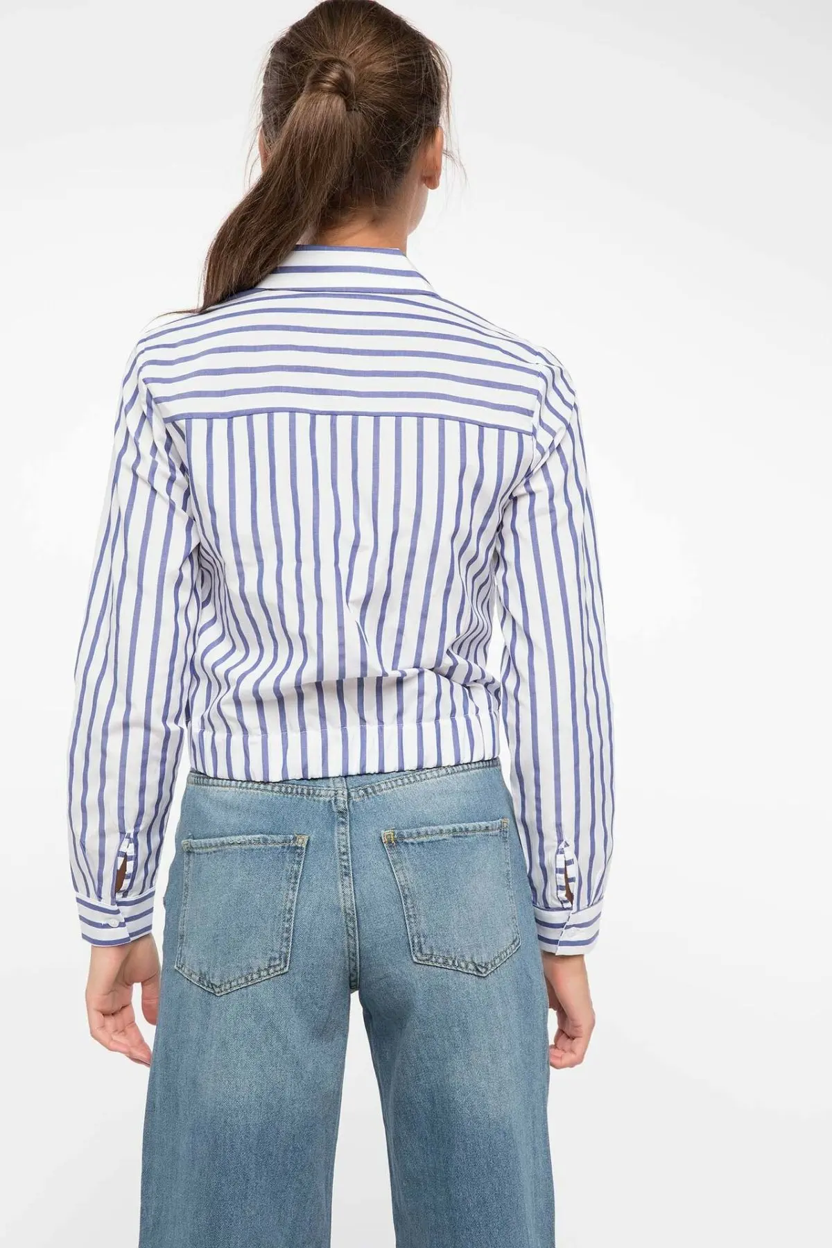 DeFacto женская модная блузка с длинным рукавом осенние женские полосатые топы