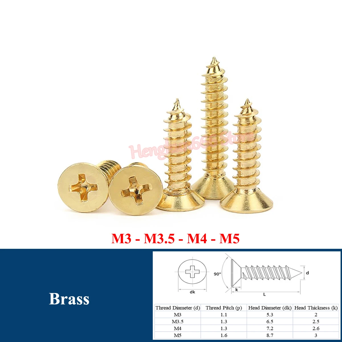 

M3 M3.5 M4 M5 латунные крестовые плоские винты с потайной головкой из листового металла самонарезающие винты по дереву