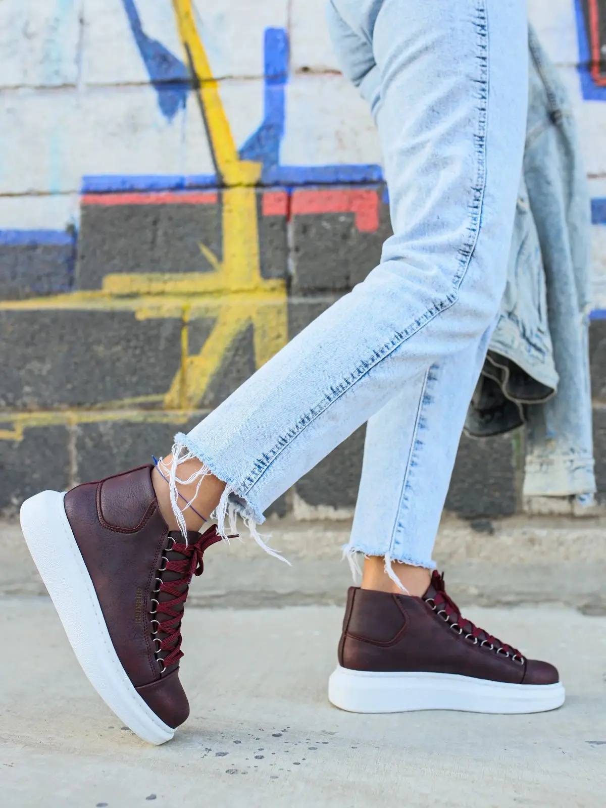 Chekich Women Shoes Burgundy Color Lace-Up White Outsole Eco-Friendly Vegan Artificial Leather Girl Fashion Odorless Class CH258